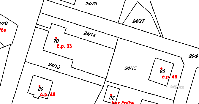 Rankov 33, Chotěboř na parcele st. 70 v KÚ Rankov u Chotěboře, Katastrální mapa