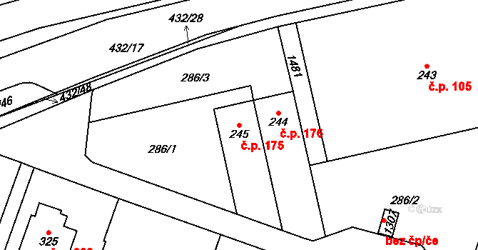 Ždírec nad Doubravou 175 na parcele st. 245 v KÚ Ždírec nad Doubravou, Katastrální mapa