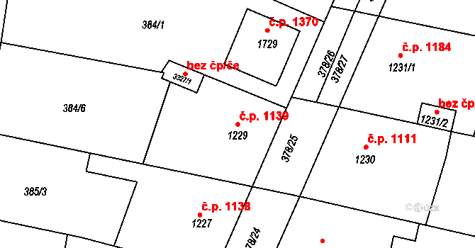 Bystřice pod Hostýnem 1139 na parcele st. 1229 v KÚ Bystřice pod Hostýnem, Katastrální mapa