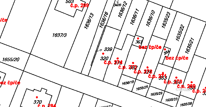 Hluboké Mašůvky 274 na parcele st. 320 v KÚ Hluboké Mašůvky, Katastrální mapa