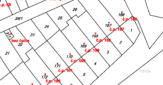 Přerov III-Lověšice 159, Přerov na parcele st. 169 v KÚ Lověšice u Přerova, Katastrální mapa