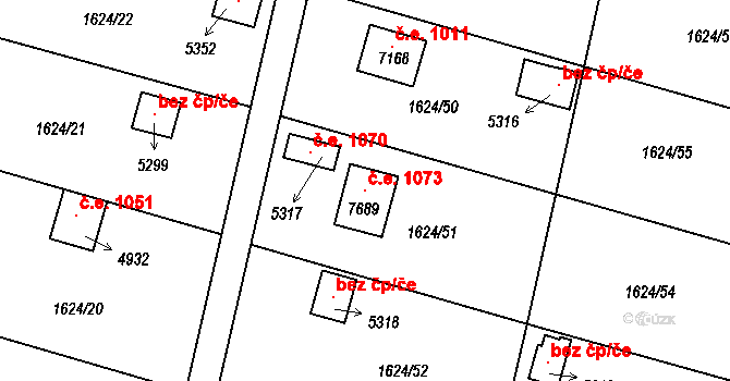 Budějovické Předměstí 1073, Písek na parcele st. 7689 v KÚ Písek, Katastrální mapa