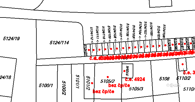 Jihlava 3694 na parcele st. 5124/111 v KÚ Jihlava, Katastrální mapa