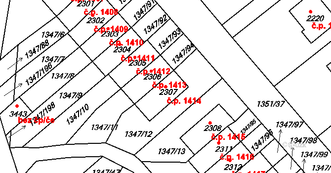 Dobříš 1414 na parcele st. 2307 v KÚ Dobříš, Katastrální mapa