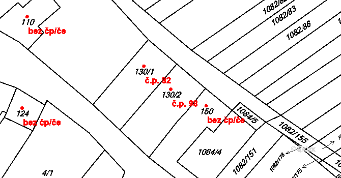 Dražůvky 98 na parcele st. 130/2 v KÚ Dražůvky, Katastrální mapa