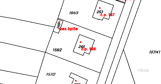 Pavlíkov 184 na parcele st. 248 v KÚ Pavlíkov, Katastrální mapa