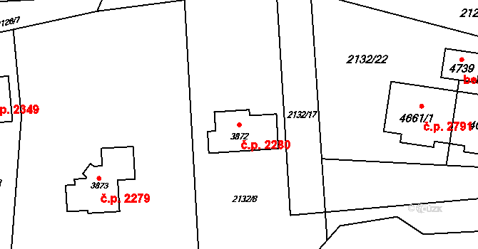 Rožnov pod Radhoštěm 2280 na parcele st. 3872 v KÚ Rožnov pod Radhoštěm, Katastrální mapa