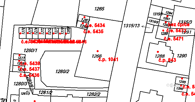 Kadaň 1041 na parcele st. 1266 v KÚ Kadaň, Katastrální mapa