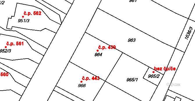 Miřetice u Klášterce nad Ohří 439, Klášterec nad Ohří na parcele st. 964 v KÚ Miřetice u Klášterce nad Ohří, Katastrální mapa