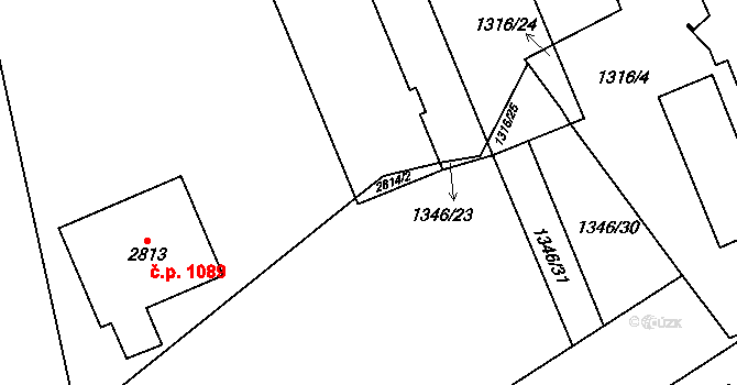 Litomyšl-Město 1106,1107,1108,1109,, Litomyšl na parcele st. 2814/2 v KÚ Litomyšl, Katastrální mapa