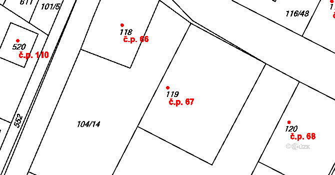 Horoušany 67 na parcele st. 119 v KÚ Horoušany, Katastrální mapa