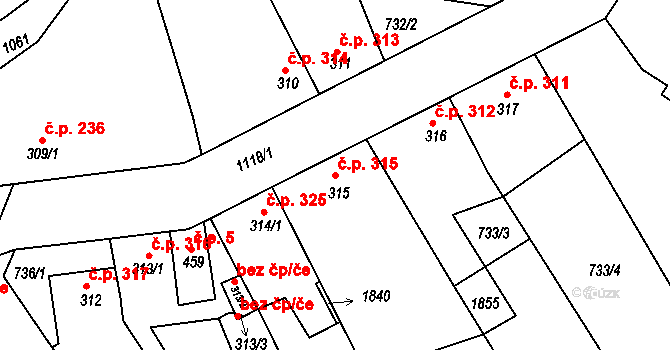 Staňkov II 315, Staňkov na parcele st. 315 v KÚ Staňkov-ves, Katastrální mapa