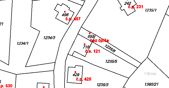 Bublava 121 na parcele st. 716 v KÚ Bublava, Katastrální mapa
