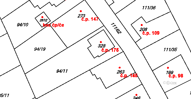 Malá Bělá 175, Bakov nad Jizerou na parcele st. 328 v KÚ Malá Bělá, Katastrální mapa