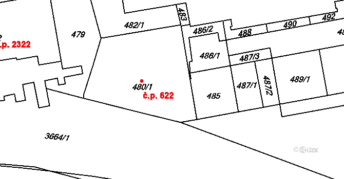 Břevnov 622, Praha na parcele st. 480/1 v KÚ Břevnov, Katastrální mapa