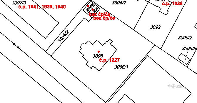 Břevnov 1227, Praha na parcele st. 3095 v KÚ Břevnov, Katastrální mapa