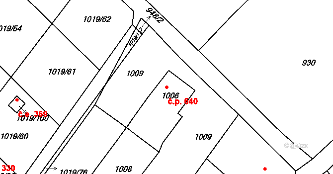 Rumburk 1 640, Rumburk na parcele st. 1006 v KÚ Rumburk, Katastrální mapa