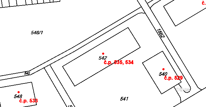 Zbýšov 534,535 na parcele st. 542 v KÚ Zbýšov u Oslavan, Katastrální mapa