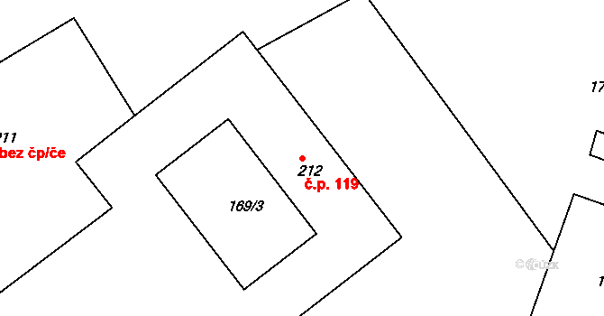 Hostinné 119 na parcele st. 212 v KÚ Hostinné, Katastrální mapa