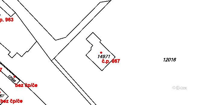 Vsetín 867 na parcele st. 14971 v KÚ Vsetín, Katastrální mapa