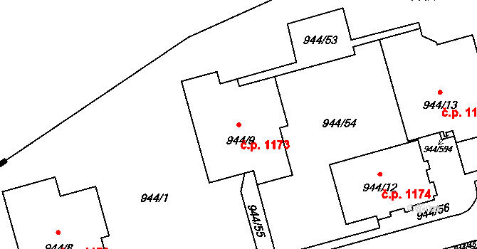 Šumbark 1173, Havířov na parcele st. 944/9 v KÚ Šumbark, Katastrální mapa