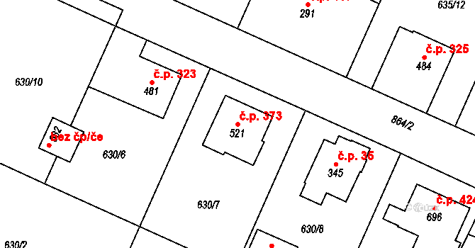 Lhota za Červeným Kostelcem 373, Červený Kostelec na parcele st. 521 v KÚ Lhota za Červeným Kostelcem, Katastrální mapa