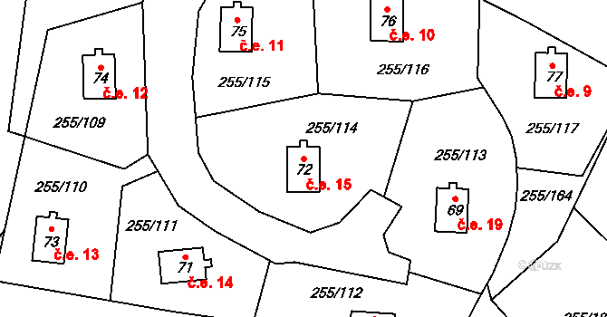 Kramolín 15 na parcele st. 72 v KÚ Kramolín, Katastrální mapa