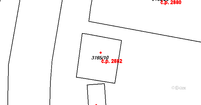 Předměstí 2882, Opava na parcele st. 3165/10 v KÚ Opava-Předměstí, Katastrální mapa