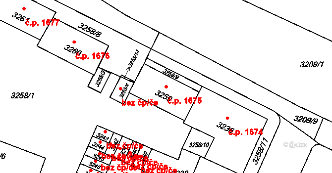 Předměstí 1675, Litoměřice na parcele st. 3259 v KÚ Litoměřice, Katastrální mapa
