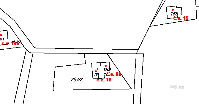 Kotlina 18, Měděnec na parcele st. 164 v KÚ Kotlina, Katastrální mapa