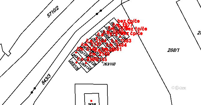 Znojmo 1981 na parcele st. 263/72 v KÚ Znojmo-Louka, Katastrální mapa