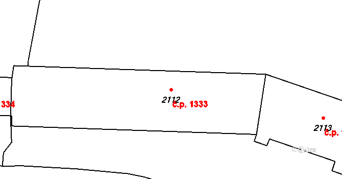 Poruba 1333, Ostrava na parcele st. 2112 v KÚ Poruba-sever, Katastrální mapa