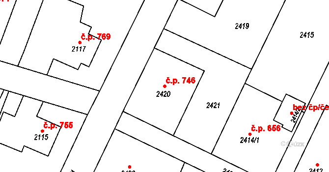 Polanka nad Odrou 746, Ostrava na parcele st. 2420 v KÚ Polanka nad Odrou, Katastrální mapa