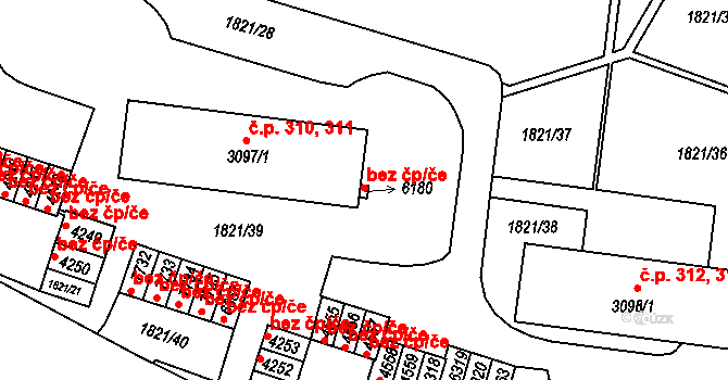 Třebíč 38368692 na parcele st. 6180 v KÚ Třebíč, Katastrální mapa
