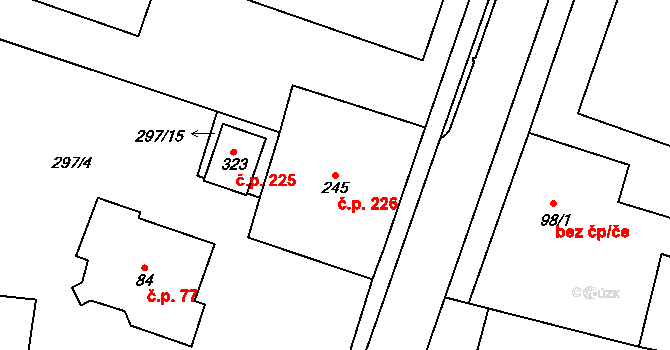 Moravská Chrastová 226, Brněnec na parcele st. 245 v KÚ Moravská Chrastová, Katastrální mapa
