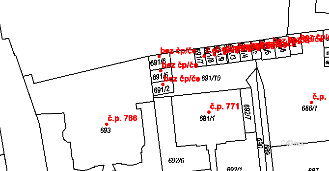Teplice 41758692 na parcele st. 691/2 v KÚ Teplice, Katastrální mapa