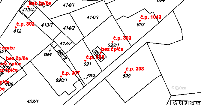 Sokolov 44362692 na parcele st. 692/2 v KÚ Sokolov, Katastrální mapa