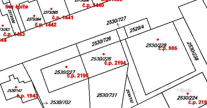 Předměstí 2194, Opava na parcele st. 2530/226 v KÚ Opava-Předměstí, Katastrální mapa