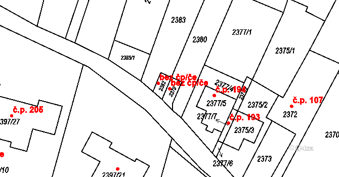 Kunovice 47261692 na parcele st. 2379 v KÚ Kunovice u Uherského Hradiště, Katastrální mapa