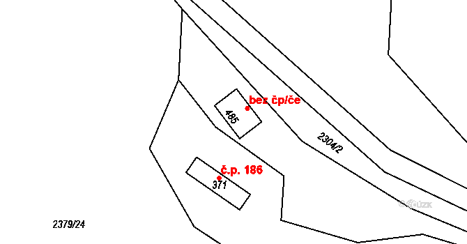 Trnava 47857692 na parcele st. 485 v KÚ Trnava u Zlína, Katastrální mapa