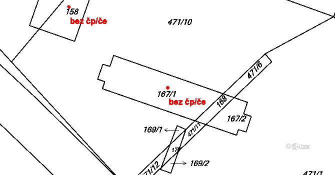Bohušovice nad Ohří 47973692 na parcele st. 167/1 v KÚ Hrdly, Katastrální mapa
