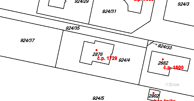 Přelouč 1729 na parcele st. 2878 v KÚ Přelouč, Katastrální mapa