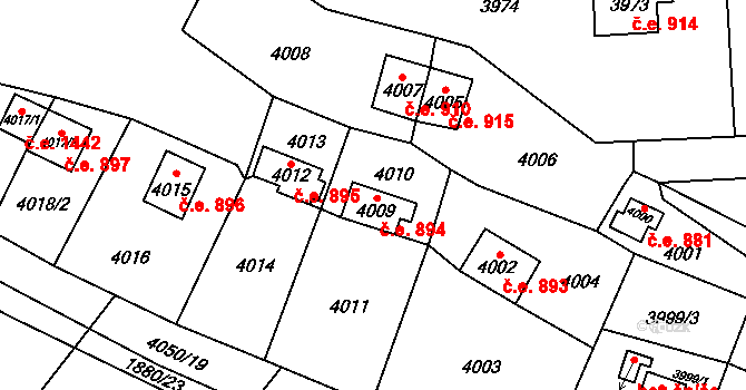 Černošice 894 na parcele st. 4009 v KÚ Černošice, Katastrální mapa