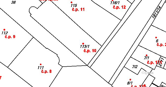 Sušice I 10, Sušice na parcele st. 113/1 v KÚ Sušice nad Otavou, Katastrální mapa