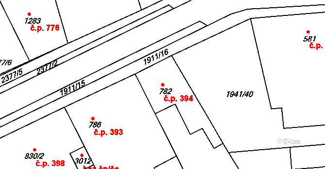 Sušice II 394, Sušice na parcele st. 782 v KÚ Sušice nad Otavou, Katastrální mapa