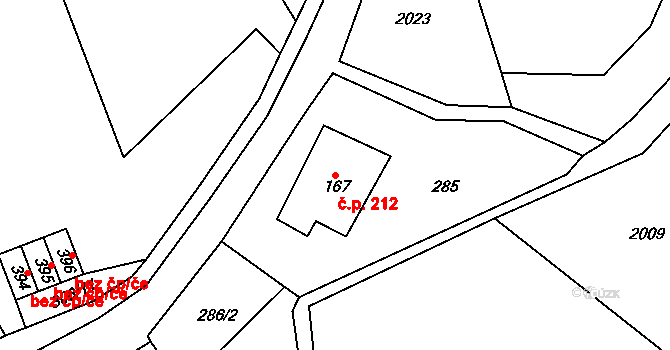 Lobendava 212 na parcele st. 167 v KÚ Lobendava, Katastrální mapa