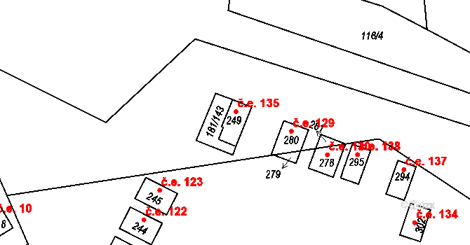 Kraskov 135, Seč na parcele st. 249 v KÚ Kraskov, Katastrální mapa