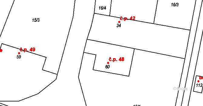Hoděšovice 48, Býšť na parcele st. 60 v KÚ Hoděšovice, Katastrální mapa