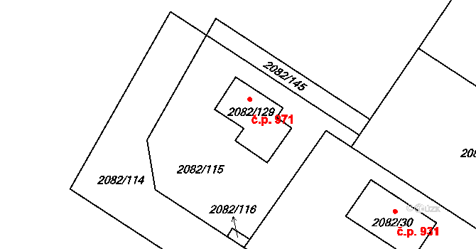 Studénka 971 na parcele st. 2082/129 v KÚ Studénka nad Odrou, Katastrální mapa
