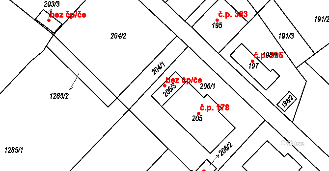 Proboštov 81605692 na parcele st. 206/3 v KÚ Proboštov u Teplic, Katastrální mapa